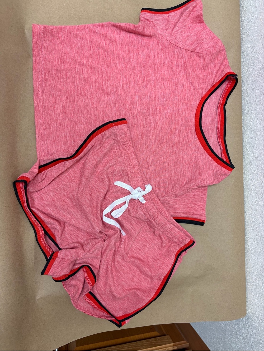 Pink Two-Piece Lounge Set with Contrast Trim M